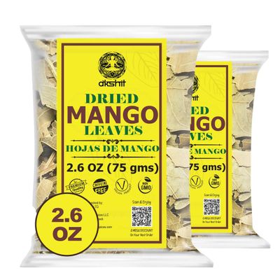 Akshit Dried Mango Leaves, Dried Leaves, Hojas de Mango Secas, Natural Leaf Tea, No Additives, Caffeine Free, Non GMO. 5.2oz