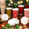 WILLBOND 60 Pcs Hot Chocolate Coffee Cups Christmas Party Favor Gift Disposable Coffee Cups 16 oz Holiday Hot Cocoa Bar Kit with Lid Bulk Tea Drinking Beverage Tableware Movie Night Supplies, 6 Design view 4