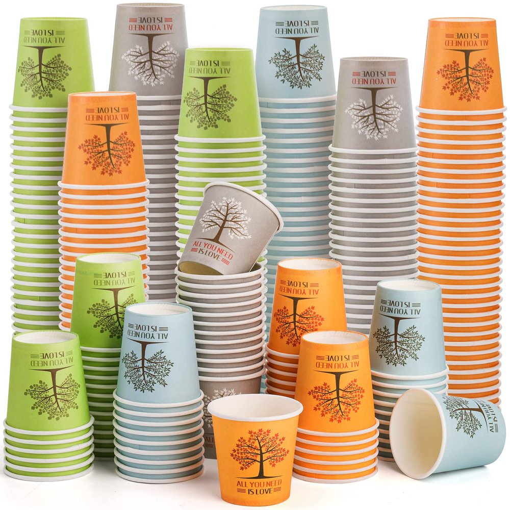 AVLA 800 Pack Bathroom Cups, 2 OZ Disposable Paper Mouthwash Cup, Small Hot Cold Beverage Drinking Cup, Mini Colorful Espresso Cups for Parties, Picnic, Barbecue, Travel and Events, Tree Pattern