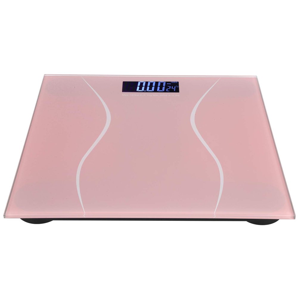 Alvinlite Digital Bathroom Scale with Ultra-Thin LCD Backlight 180 Kg/400 Lbs Pink Black(Pink) Weight