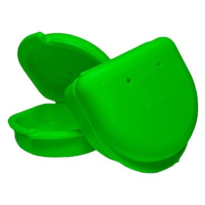 2 Pack of Retainer Cases (Available in Various Color Options); for Retainers, Dentures, Mouth Guards, and other Accessories. With Vent Holes and Write-on I.D. Area, Secure Snap Closure (Green)