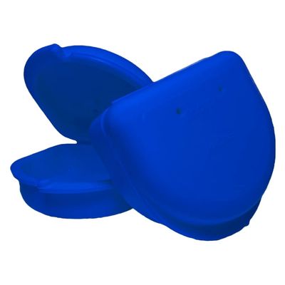 2 Pack of Retainer Cases (Available in Various Color Options); for Retainers, Dentures, Mouth Guards, and other Accessories. With Vent Holes and Write-on I.D. Area, Secure Snap Closure (Blue)