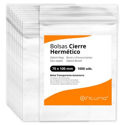 1000 Clear Plastic Seal Bags Ideal for Freezing Food, Document Storage, Reusable and Storage Bags - Ophituria (1000 Bags, 70 x 100 mm)