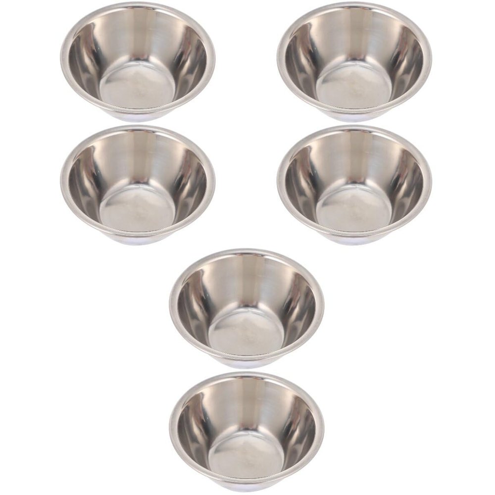 ULTECHNOVO 6 pcs medicine bowl cup, Small Sauce Cups, Stainless Steel Sauce Dishes Mini Individual Saucers Bowl Round Seasoning Dishes Sushi Dipping Bowl Appetizer Plates, Sliver