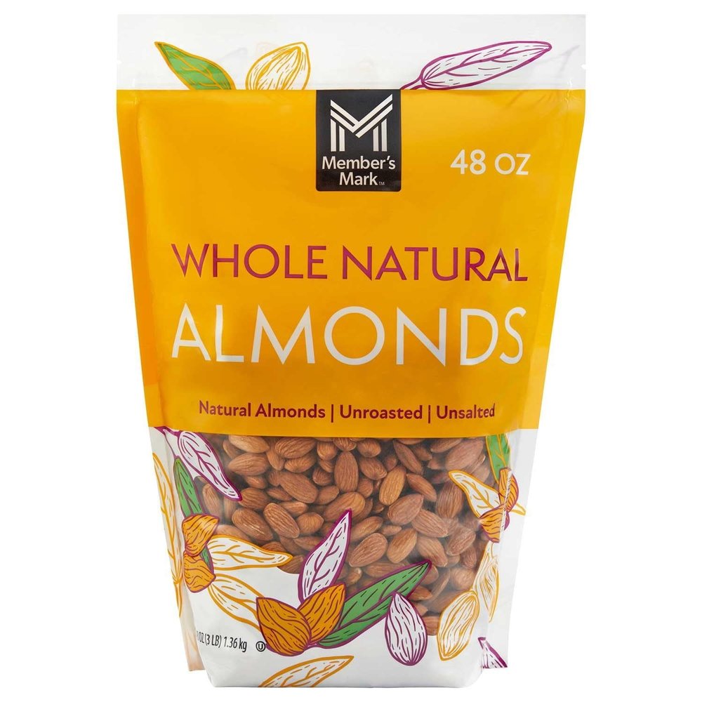 Berkley and Jensen 2 Set - Member Mark Natural Whole Almonds, 3 Pound