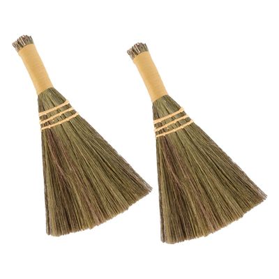 Veemoon 2pcs Witches Broom for Halloween Decor and Desktop Cleaning Compact Handmade Household Broom Lightweight and Easy to Use for Home Office or Festive Atmosphere Random Color