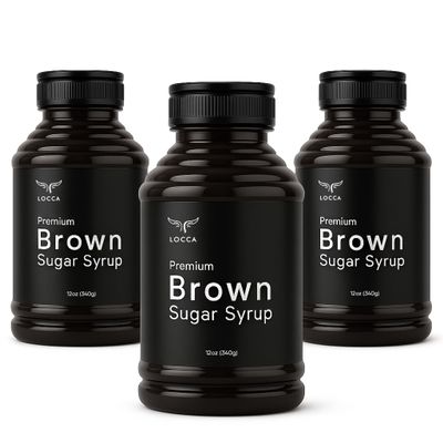 Brown Sugar Syrup, Black Sugar Syrup for Boba Tea, Coffee, Bubble Tea DIY Boa Supply by Locca 12 Oz (Pack of 3)