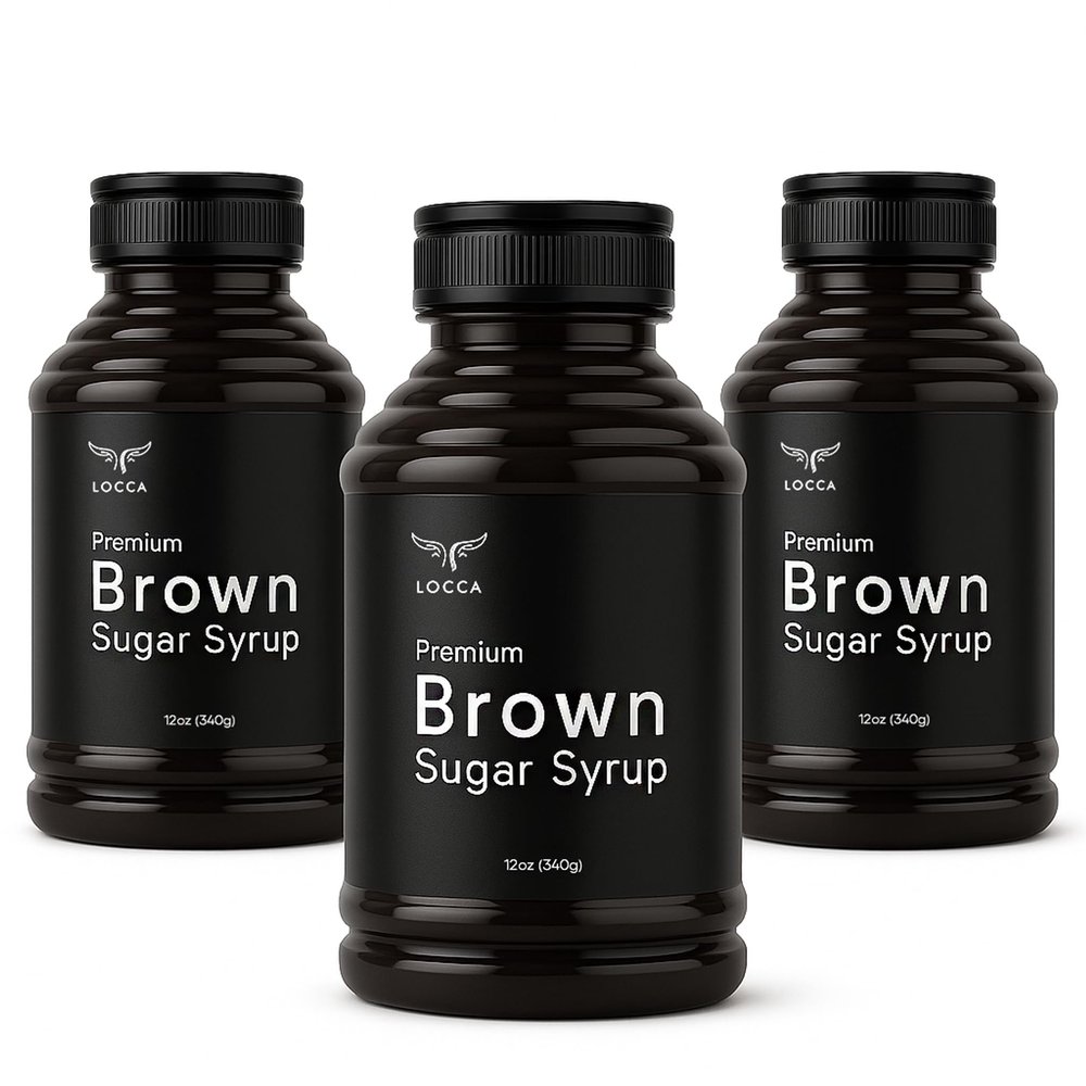 Brown Sugar Syrup, Black Sugar Syrup for Boba Tea, Coffee, Bubble Tea DIY Boa Supply by Locca 12 Oz (Pack of 3)