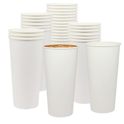 Belinlen 100 Pack Disposable Paper Coffee Cups 23.3oz(700ml), White Paper Hot Coffee Cups, Hot/Cold Beverage Drinking Cups for Party, Picnic, Travel or Other Events