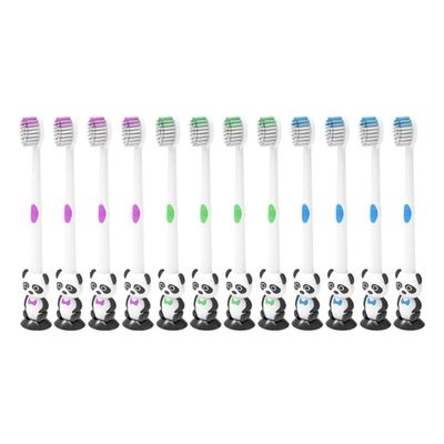 12 Pieces Kids Cartoon Panda Toothbrush Soft Bristles with Sunction Cup Individually Wrapped for Boys and Girls Toddler 3-12 Years Colorful