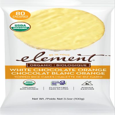 Element Snacks, Organic Vanilla Orange Dipped Rice Cakes, USDA Certified Organic, Gluten Free & Non-GMO, 3.5 Oz (Pack of 6)