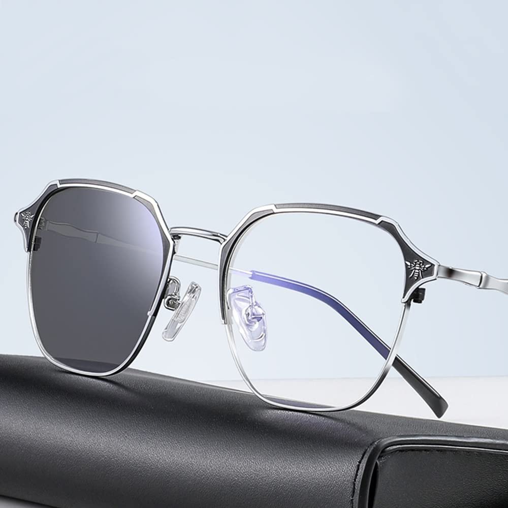 LKP Progressive Multifocal Reading Glasses Titanium Frame Blue Light Blocking Photochromic Lenses Sunglasses Stylish +3.0(+2.00)