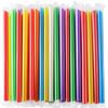 [Individually Wrapped] ANGLED TIPS 100 Pcs Disposable Jumbo Smoothie Straws, Wide Multi Colors Milkshakes Plastic Drinking Straws, BPA FREE (9.45" Long and 0.43" Diameter) view 1