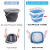 2 Pack Collapsible Buckets 5L 1.3Gallon Small Cleaning Bucket for Household Portable Plastic Bucket Outdoor Car Washing Tub Foldable Camping Beach Sand Water Pot Pail Space Saving Square Grey and Blue view 3
