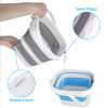 2 Pack Collapsible Buckets 5L 1.3Gallon Small Cleaning Bucket for Household Portable Plastic Bucket Outdoor Car Washing Tub Foldable Camping Beach Sand Water Pot Pail Space Saving Square Grey and Blue view 4