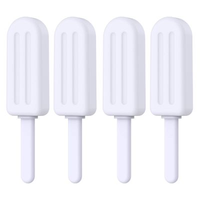 Chewies for Invisalign Aligner, 4 PCS Popsicle Silicone Chewies with Grip Handles, for Invisible or Metal Braces Aligner Munchies, 4 Original Flavor (White)