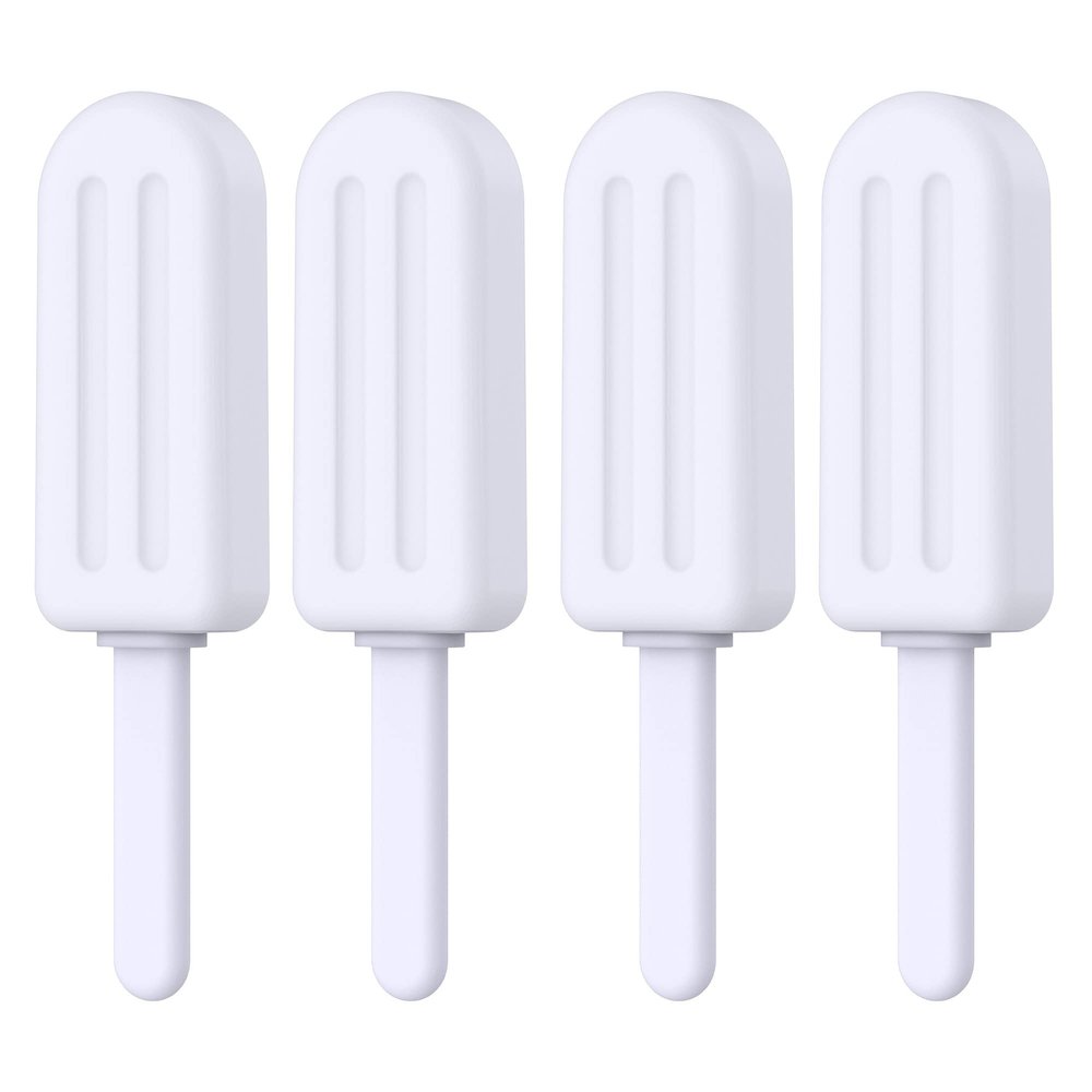 Chewies for Invisalign Aligner, 4 PCS Popsicle Silicone Chewies with Grip Handles, for Invisible or Metal Braces Aligner Munchies, 4 Original Flavor (White)