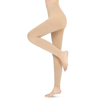 15-20 mmHg Compression Stockings for Women & Men, Footless Compression Pantyhose, Compression Leggings Support Hose for Varicose Veins, Swelling, Doctor, Teacher (Beige, XL)