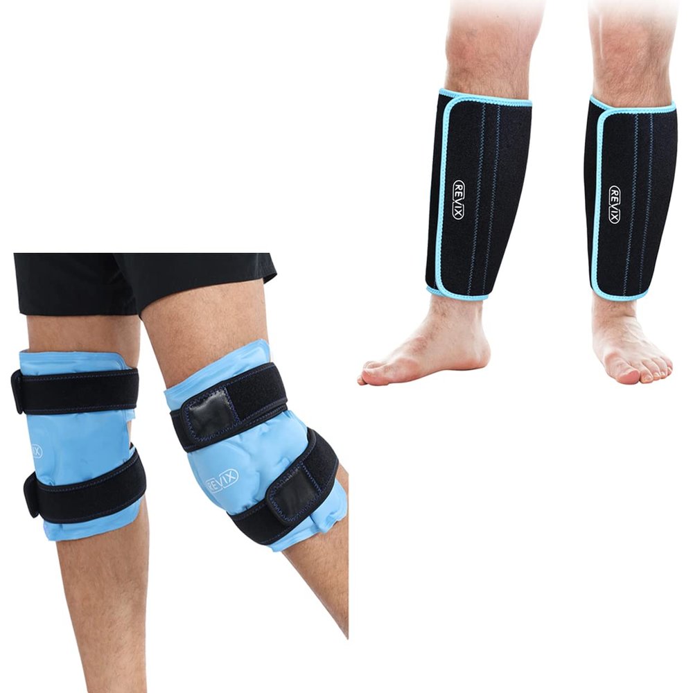 REVIX XL Shin Splint Ice Packs for Injuries Reusable and Gel Ice Wraps with Cold Compression for Knee Injury
