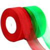 DECYOOL 2 Rolls 100 Yards Christmas Ribbons Organza Holiday Festival Ribbons 1.6" Wide for Gift Wrapping Decoration, Red & Green view 1