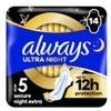 Always Ultra Sanitary Pads Secure Night Extra (Size 5) Wings Pack of 14, Super Absorbent and Ultra Thin for Menstruation view 1