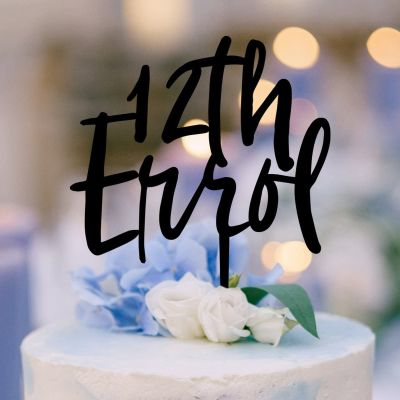 12th Cake Toppers Custom Cake Topper for Anniversary Birthday Decor Black Acrylic Happy Birthday Party Decorations Cake Topper Happy Birthday to Men Women Boys Girls Cake Toppers