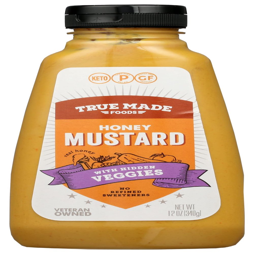 True Made Foods Honey Mustard with Hidden Veggies, Keto, Paleo Friendly, Gluten Free & Non-GMO, 12 Oz (Pack of 6)