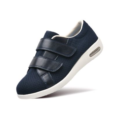 AngryMonkey Women's Diabetic Wide Width Shoes, Casual Adjustable Strap Lightweight Non-Slip Orthopedic Walking Shoe for Elderly Hammertoe Arthritis Bunions Swollen Feet (7,Blue)