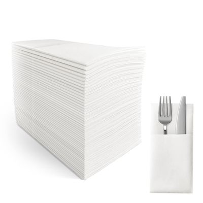 SUZZYVINE Disposable Dinner Napkins with Built-in Flatware Pocket, Cloth Like Party Napkins For Wedding Party Linen Feel Napkin,Elegant Durable Big 50 Count 16" x 16"