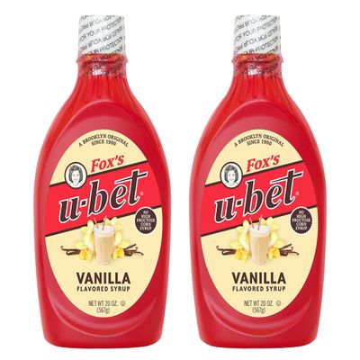 Foxs U-bet Vanilla Flavored Syrup (2 Pack) A Brooklyn Original, 20OZ, Kosher Certified, Fat Free, No High Fructose Corn Syrup -Made in the USA.