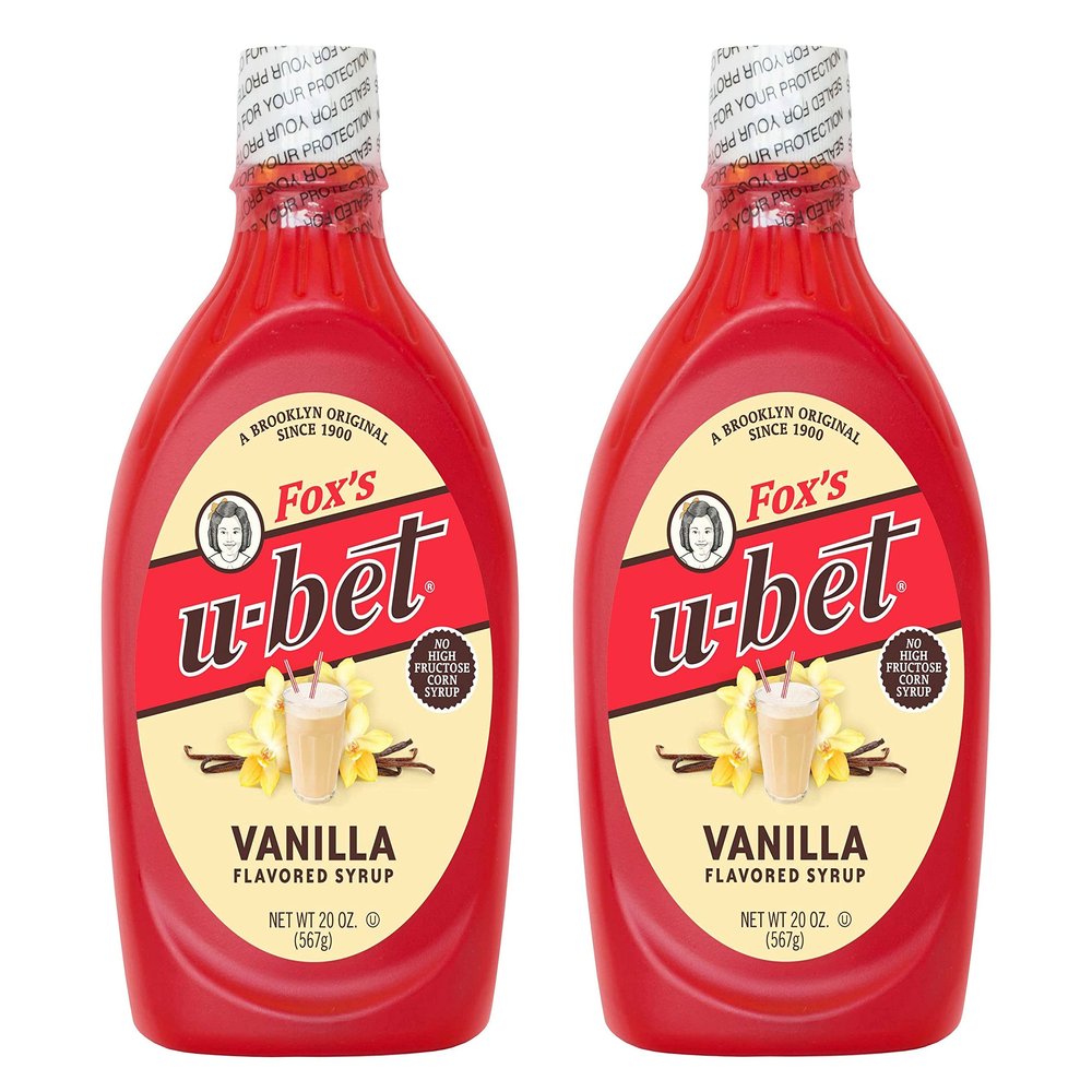 Foxs U-bet Vanilla Flavored Syrup (2 Pack)  A Brooklyn Original, 20OZ, Kosher Certified, Fat Free, No High Fructose Corn Syrup -Made in the USA.