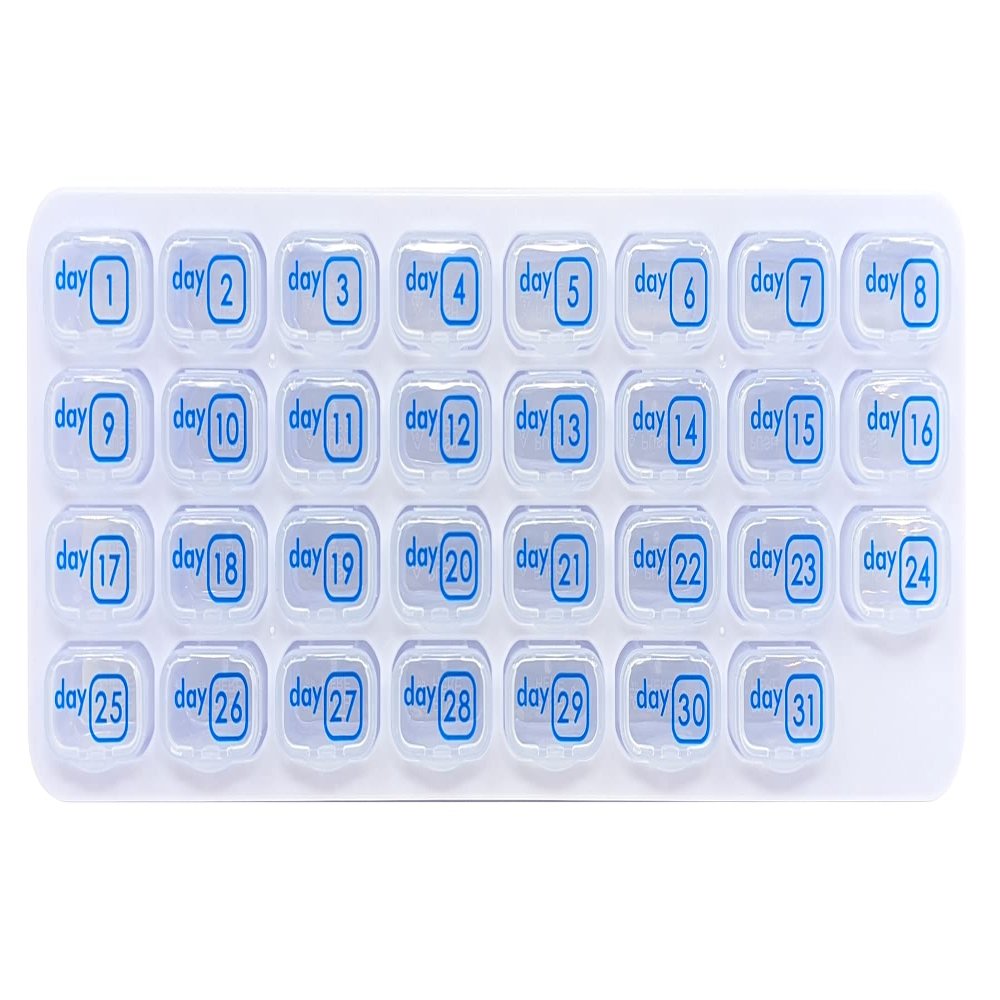 31 Day Monthly Pill Box Organizer Planner with Daily Removable Medication Pods, Great Travel Med Dispenser