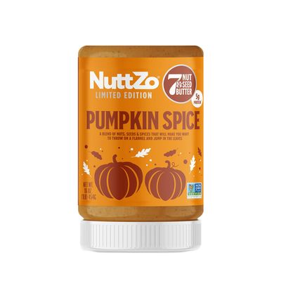 NuttZo Pumpkin Spice Power Fuel 7 Nuts and Seeds Butter, Seasonal Edition, Made with Cashews, Almonds, Brazil Nuts, Flax Seeds, Chia Seeds, Pumpkin Seeds, and Hazelnuts, 5g Protein, 16 oz Jar