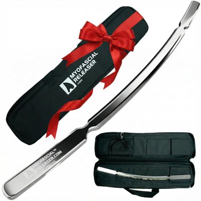 Crescent Bar Muscle Scraper Tool  304 Stainless Steel Wide IASTM & Bodywork Scraping Instrument with Dual-Hand Grip for Larger Muscle Groups, Ergonomic Shape for Massage Techniques