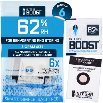 Integra Boost 62% RH 2-Way Humidity Control Pack, 8g, Pack of 6
