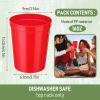 Yungyan 12 Pack 16oz Stadium Cups Reusable Plastic Cups Blank Drink Tumblers for Parties, Events, DIY Projects, 4.5 x 3.54 x 2.72 Inch (Red) view 2