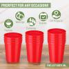 Yungyan 12 Pack 16oz Stadium Cups Reusable Plastic Cups Blank Drink Tumblers for Parties, Events, DIY Projects, 4.5 x 3.54 x 2.72 Inch (Red) view 3
