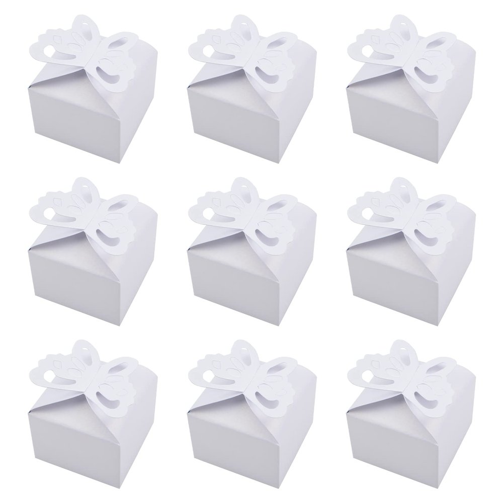 MOROBOR Butterfly Candy Boxes,50pcs White Butterfly Party Wedding Favour Boxes Decoration Sweets Boxes Party Gift Boxes for Wedding, Birthday, Baby Shower, Christmas, Party
