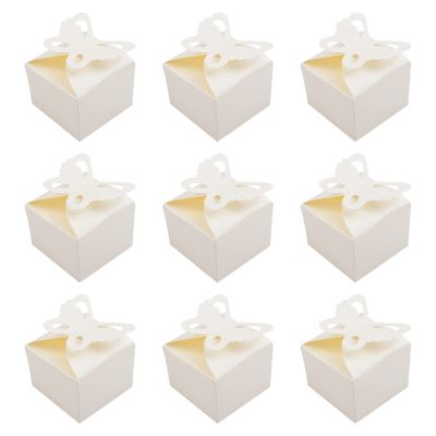 MOROBOR Butterfly Candy Boxes,50pcs Cream Color Butterfly Party Wedding Favour Boxes Decoration Sweets Boxes Party Gift Boxes for Wedding, Birthday, Baby Shower, Christmas, Party