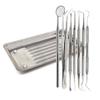 Dental Pick Floss 7 Pcs Hygiene Tool Set Tooth Scraper Plaque Tartar Remover Dental Tweezers with a Scaler Tray Made of Stainless Steel for Personal & Professional Oral Care Use view 1
