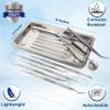 Dental Pick Floss 7 Pcs Hygiene Tool Set Tooth Scraper Plaque Tartar Remover Dental Tweezers with a Scaler Tray Made of Stainless Steel for Personal & Professional Oral Care Use view 2