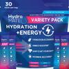 HydroMATE Electrolytes Powder Drink Mix Packets Hydration Accelerator Low Sugar Party Favors for Rapid Recovery Vitamin C Plus Caffeine Variety Pack - 30 Count view 1