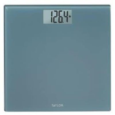 Taylor Precision Products Glass Digital Scale, Body Weight, Bathroom Scale, Highly Accurate 400 LB Capacity, Auto On and Off Scale, Blue