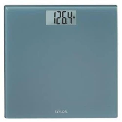 Taylor Precision Products Glass Digital Scale, Body Weight, Bathroom Scale, Highly Accurate 400 LB Capacity, Auto On and Off Scale, Blue