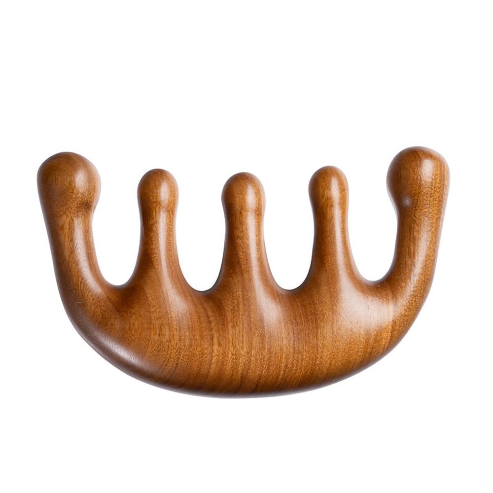 FKYzixeh Wooden Scalp Comb, Round & Wide Tooth Hair Comb, Gua Sha Massage Scalp, Hair Care Massage Comb