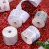 UNIQOOO 40 Yard 4 Rolls Seamless Silver Christmas Wired Ribbon Set, 2.5 inch x 10yd. Satin Burlap Wired Edge Ribbon for Xmas Tree Dcor, Gift Wrap Box, Bows, Wreath, Garland, Floral DIY Craft, Wedding view 3
