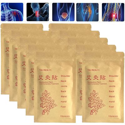 (100pcs) Moxibustion Patches  Pure Nature Moxa Sticker Foot Pads Chinese Traditional Paste for Neck, Shoulder, Back, Waist, Hand, Feet, Joint, 7 * 10cm, Pack of 10