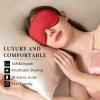 THXSILK Sleep Mask 100% 19 Momme Pure Mulberry Silk Super Smooth Cooling Sleep Eye Mask Blackout for Women/Man/Kids Eye Cover with Wide Head Strap Good Night Sleep Comfortable Travel and Nap, Red view 2