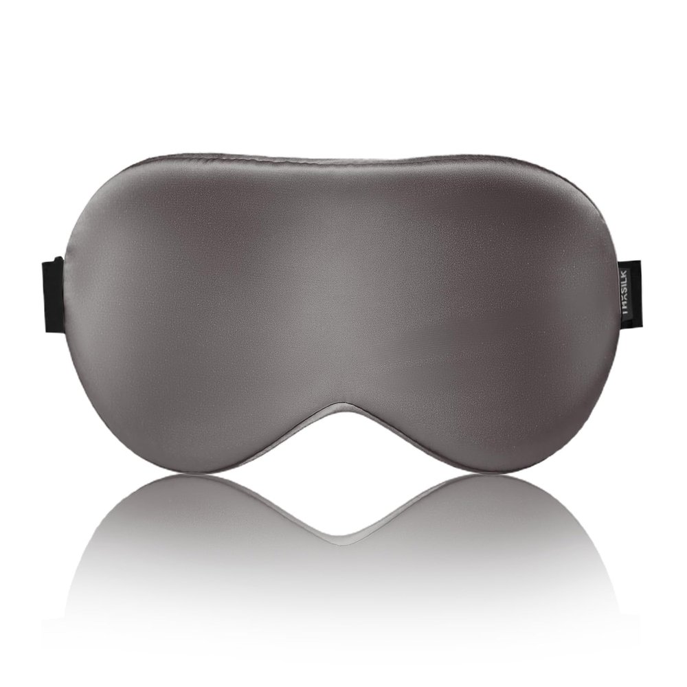 THXSILK Sleep Mask 100% 19 Momme Pure Mulberry Silk Super Smooth Cooling Sleep Eye Mask Blackout for Women/Man/Kids Eye Cover with Wide Head Strap Good Night Sleep Comfortable Travel and Nap, Charcoal