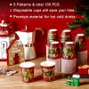 100 Pcs Christmas Disposable Paper Cups 9oz Buffalo Plaid Xmas Coffee Cups with Red Black 5 Design for Christmas Holiday Dinnerware Decorations Party Supplies, Cold Hot Drinks Chocolate Tea Cocoa view 3